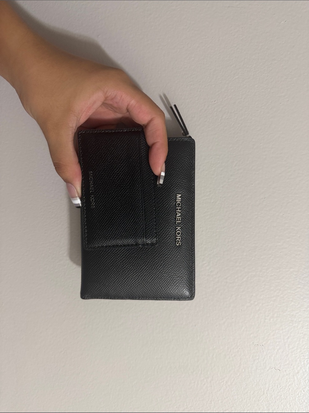 Michael Kors Black Saffiano Leather Zip Card Case